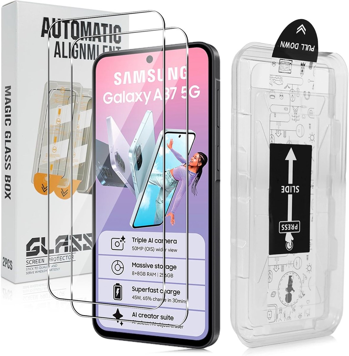 Beschermfolie voor Samsung Galaxy A37 5G - pantserglas - 9H hardheid - krasbestendig en anti-vingerafdruk - ShopVlot
