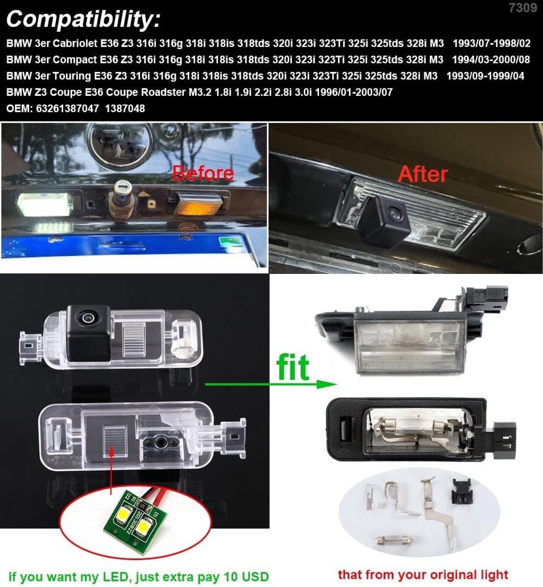 Achteruitrijcamera BMW 3ER Cabriolet E36 Z3 - HD beeldkwaliteit - Eenvoudige installatie - Veilig parkeren - ShopVlot