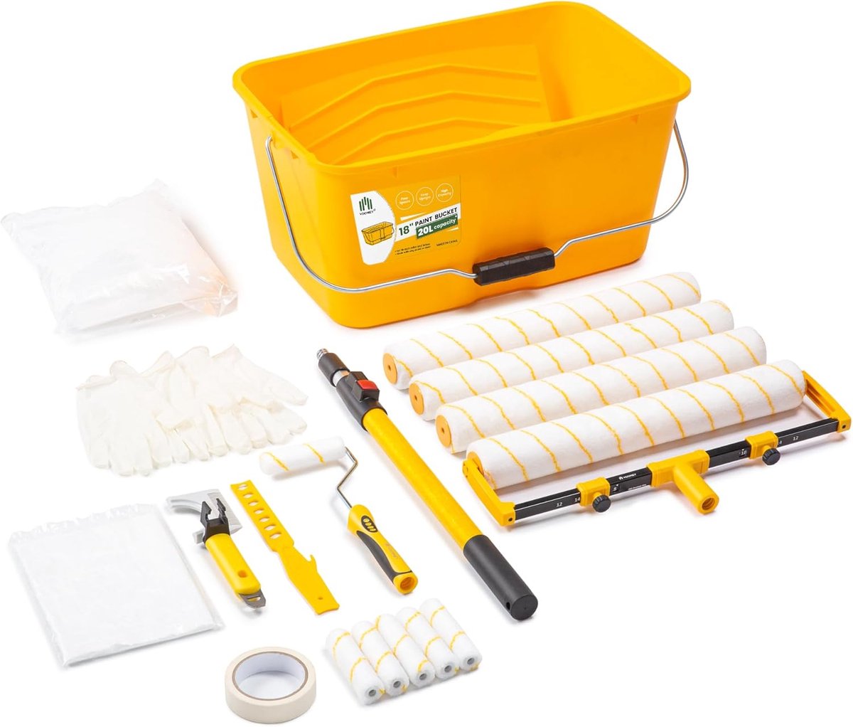 Verfroller set 23-delig - 18 inch formaat - microvezel verfrollers - ideaal voor grote verfprojecten - ShopVlot