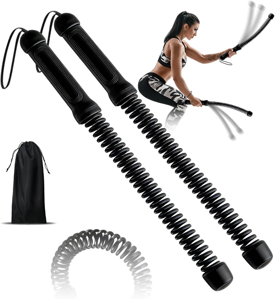 Draadloze Battle Ropes Set van 2 - Draagbare Trainingskoorden - Voor HIIT-Workouts - Bouw Kracht Thuis - ShopVlot