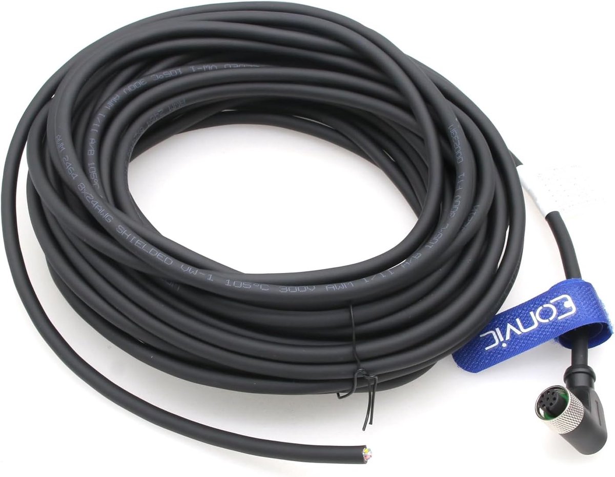 M12 sensor kabel 10m - 8-polige rechtse hoek - waterdicht - ideaal voor fabrieksautomatisering - ShopVlot