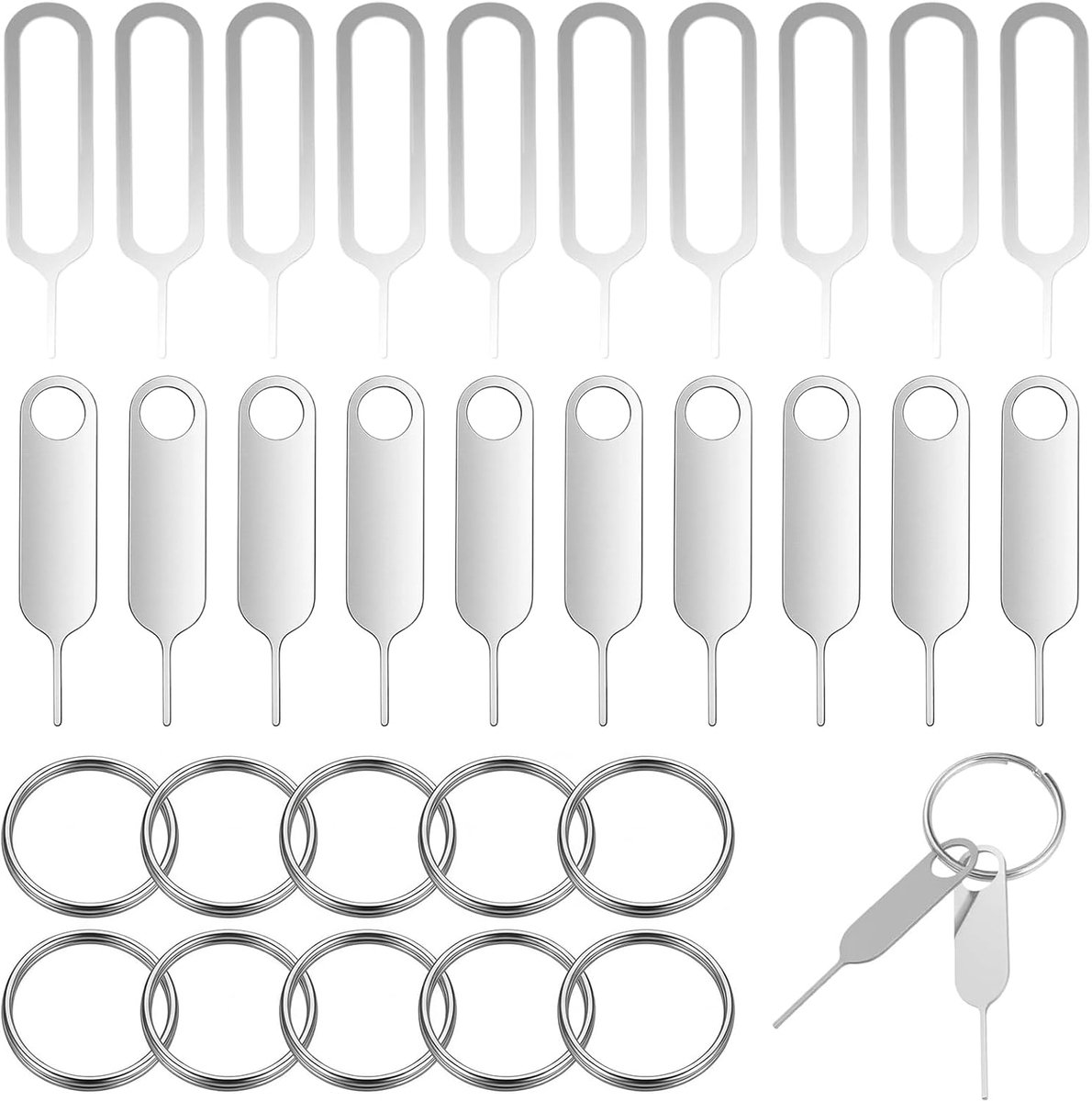 Simkaart-naald 20 stuks - met sleutelring - simkaart-adapter - handig voor alle mobiele telefoons - ShopVlot