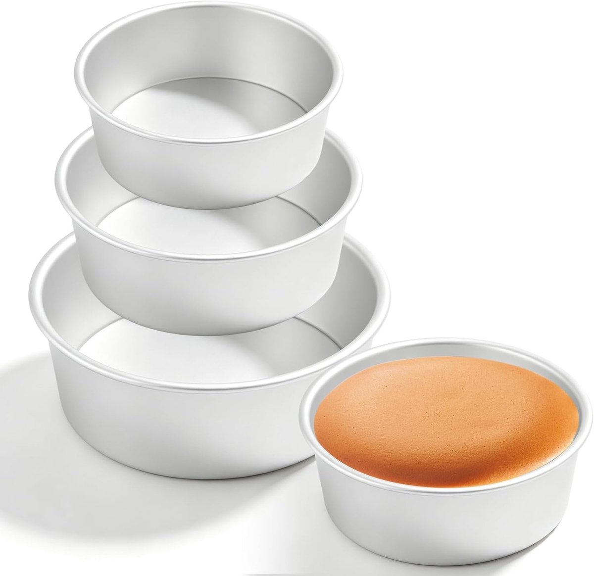 Cakevormen set 4/6/8 inch - Anodized aluminium - Met verwijderbare bodem - Voor perfect gebakken taarten - ShopVlot