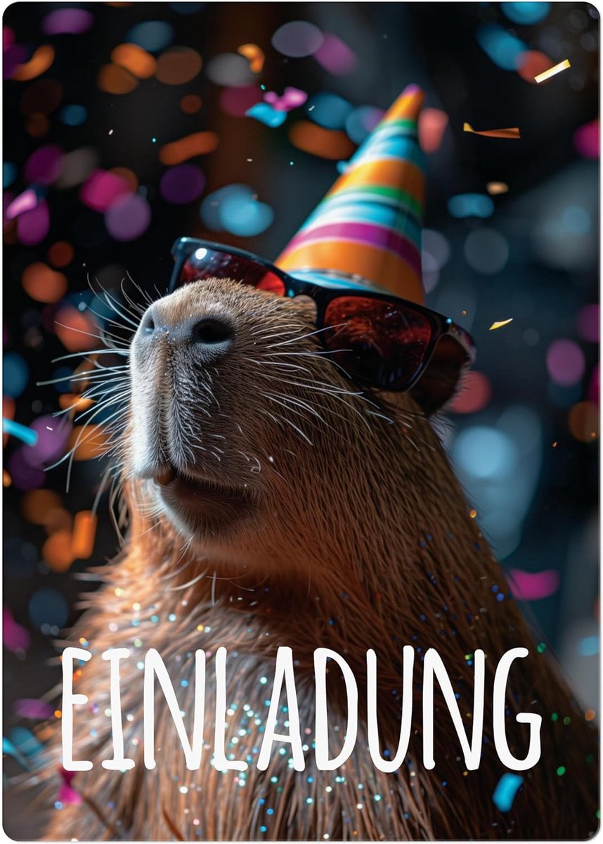 Verjaardagsuitnodigingen - 12 x Capybara uitnodigingskaarten - uniek en humoristisch - voor een onvergetelijk feest - ShopVlot