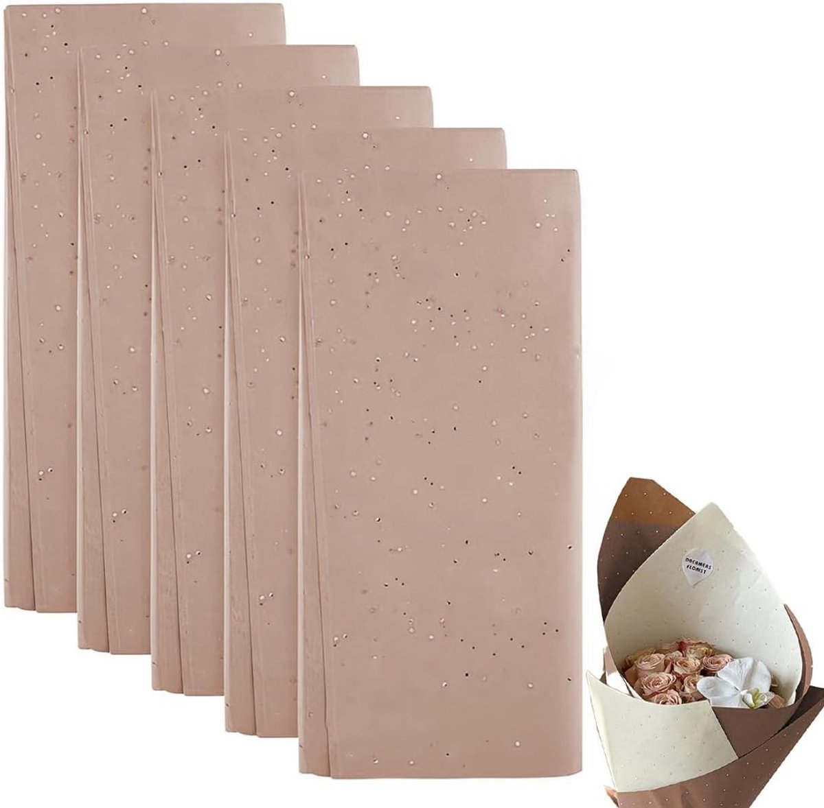 Zijdepapier 10 vellen 50 x 66 cm - glitterbruin - met gouden pailletten - ideaal voor het inpakken van cadeaus - ShopVlot