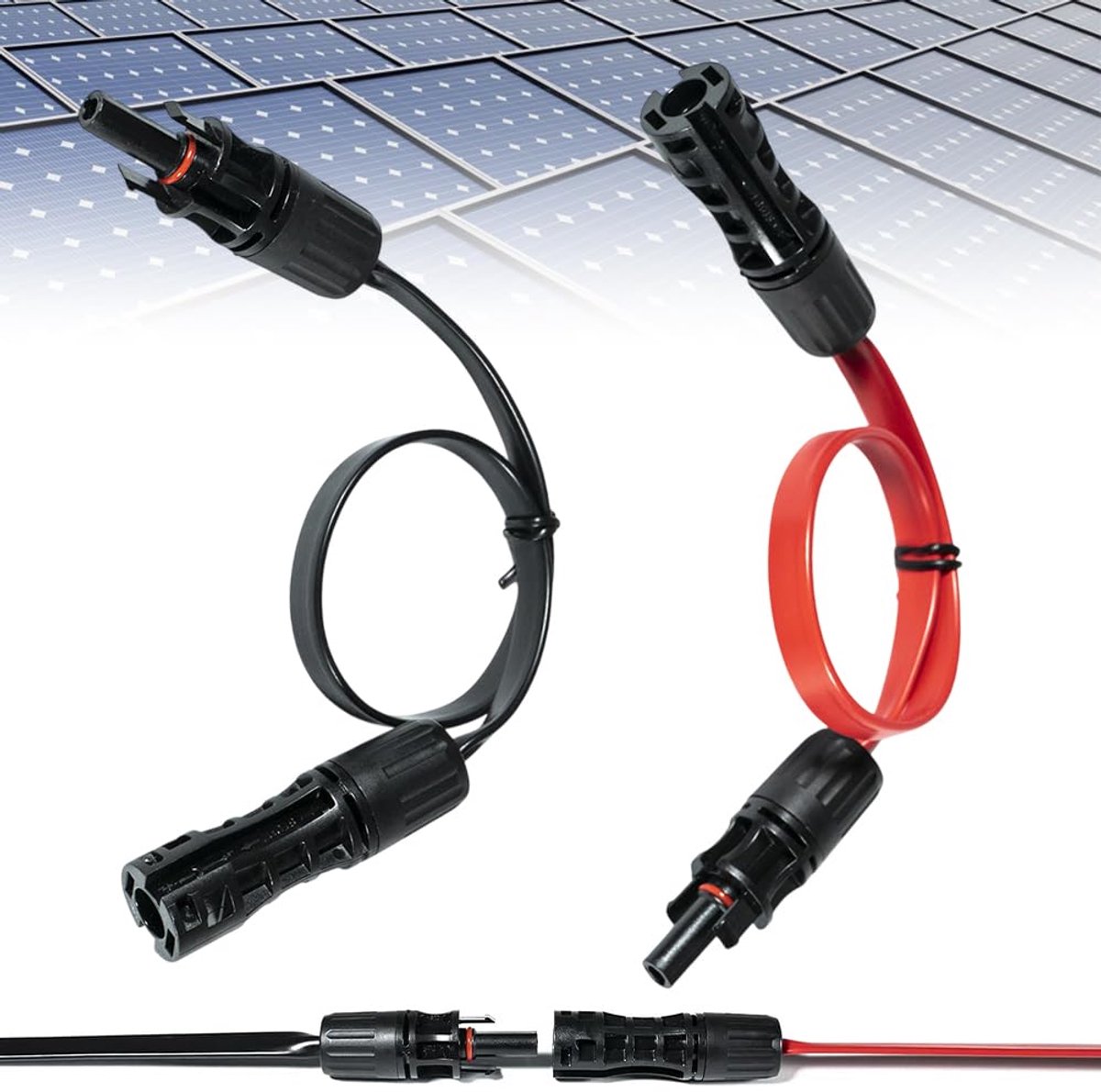 Solar Panel Verlengkabel 30cm - MC4 Compatibel - Waterdichte Connector - Ideaal voor Daken en Boten - ShopVlot