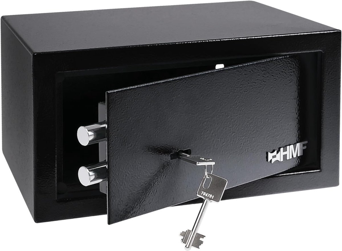 Kluis 31 x 17 x 25 cm - zwart - mechanisch slot - veilig voor contant geld en waardevolle spullen - ShopVlot