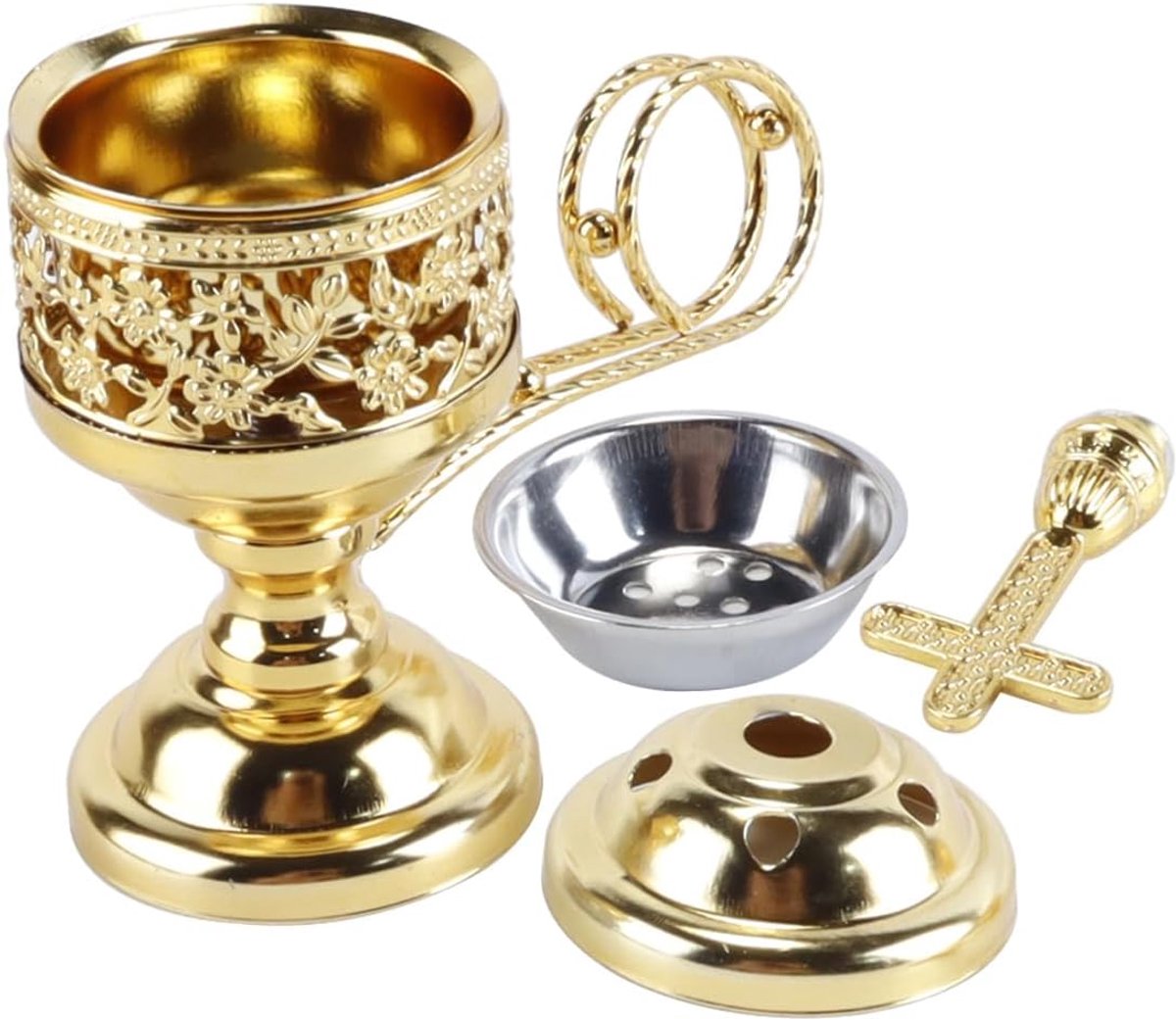 Wierookbrander - metalen kruis - Grieks orthodox design - aromatherapie decoratie - ShopVlot