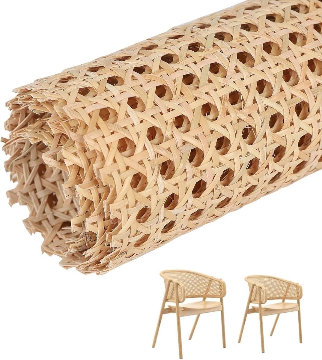 SnelShoppen - Rietwebbing Rieten Rol 40 x 100 cm, Natuurlijk Riet voor Meubelprojecten, Ventilerend en Decoratief, Geschikt voor Thuisdecoratie en Cre