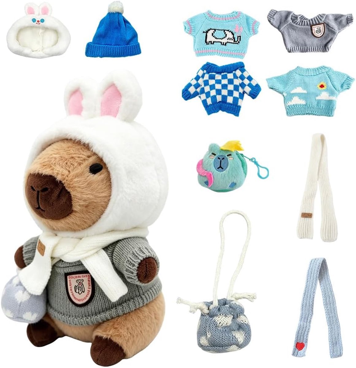 Pluche Capybara 27 cm - Met kleding en accessoires - Decoratie en kussen - Perfect cadeau - ShopVlot