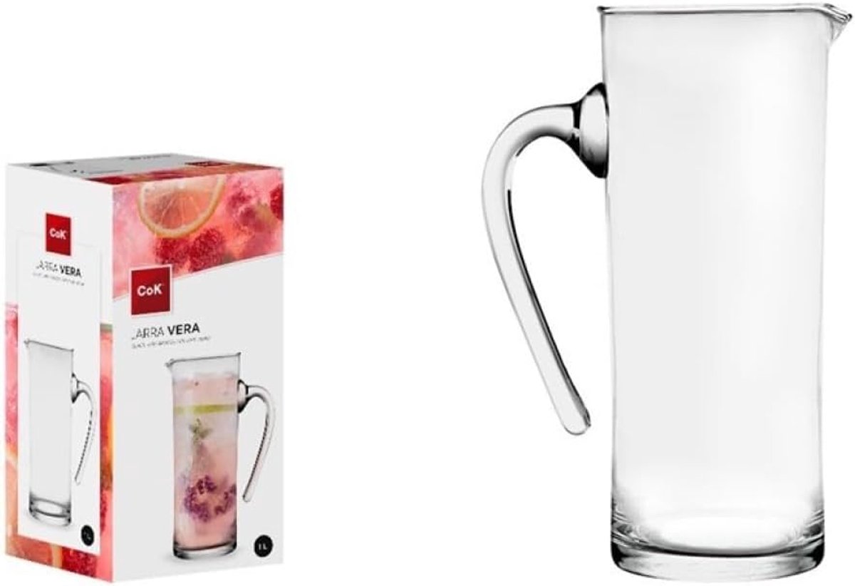 Glazen kan 1 liter - transparant glas - ergonomisch handvat - ideaal voor dranken - ShopVlot