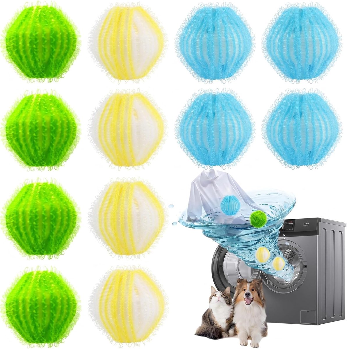 Haarvanger voor wasmachine - 12 stuks - nylon - herbruikbaar - verwijdert dierenharen - ShopVlot