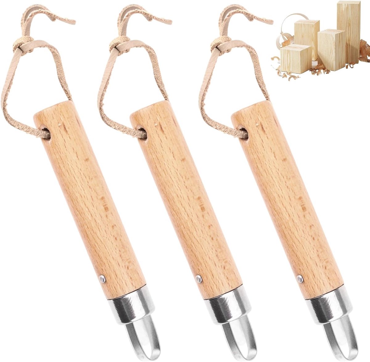 Houtbeitelset 3-delig - Ronde houtgraveer- en snijtools - Geschikt voor beginners en gevorderden - ShopVlot