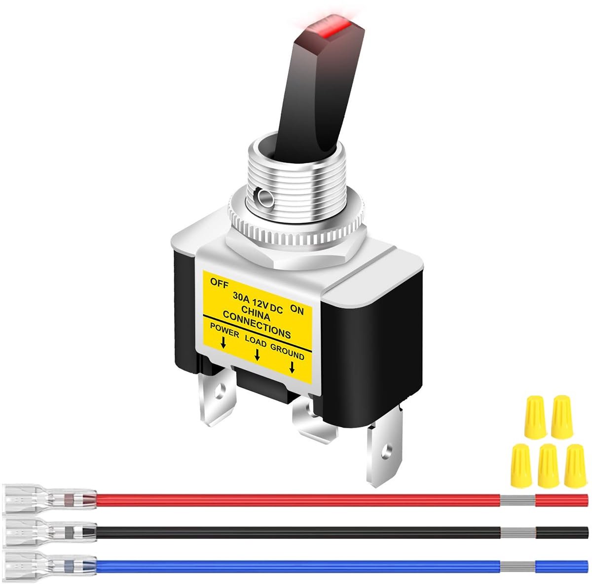 Licht Schakelaar 12V 30A - SPST 3-Pin - Rood LED Licht - Voor Auto, Boot, RV - ShopVlot