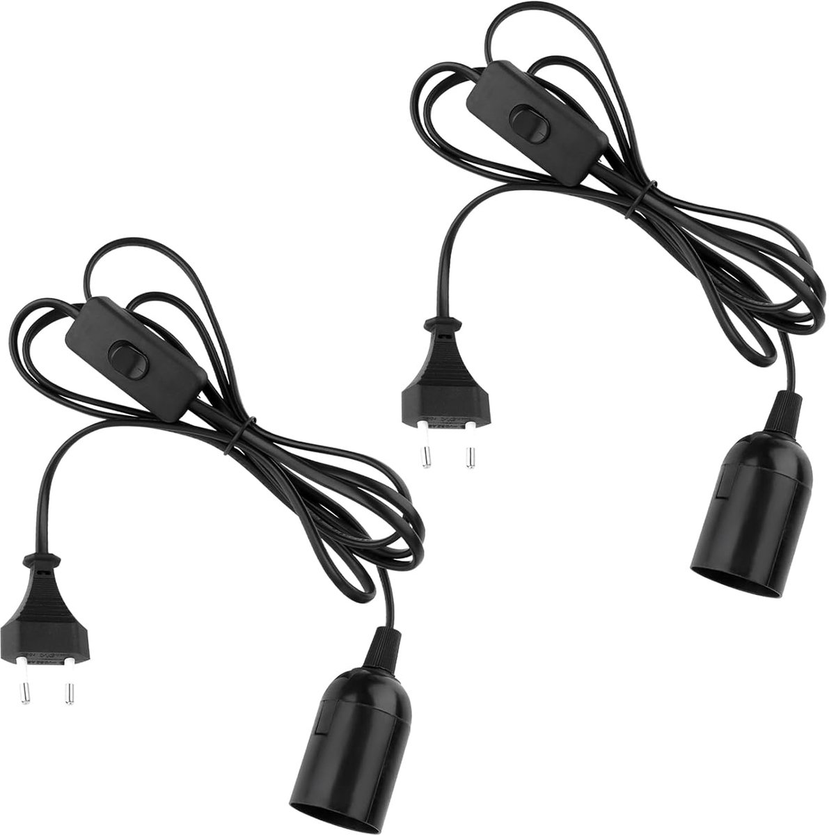 E27 lampenhouder met kabel 2 m - zwart - met schakelaar en stekker - ideaal voor hanglampen - ShopVlot