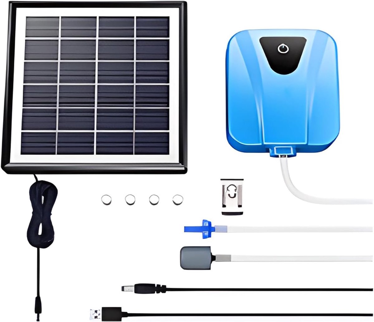 Solar luchtpomp zuurstofgenerator - USB stil voor vijvers - milieuvriendelijk - continue werking tot 24 uur - ShopVlot