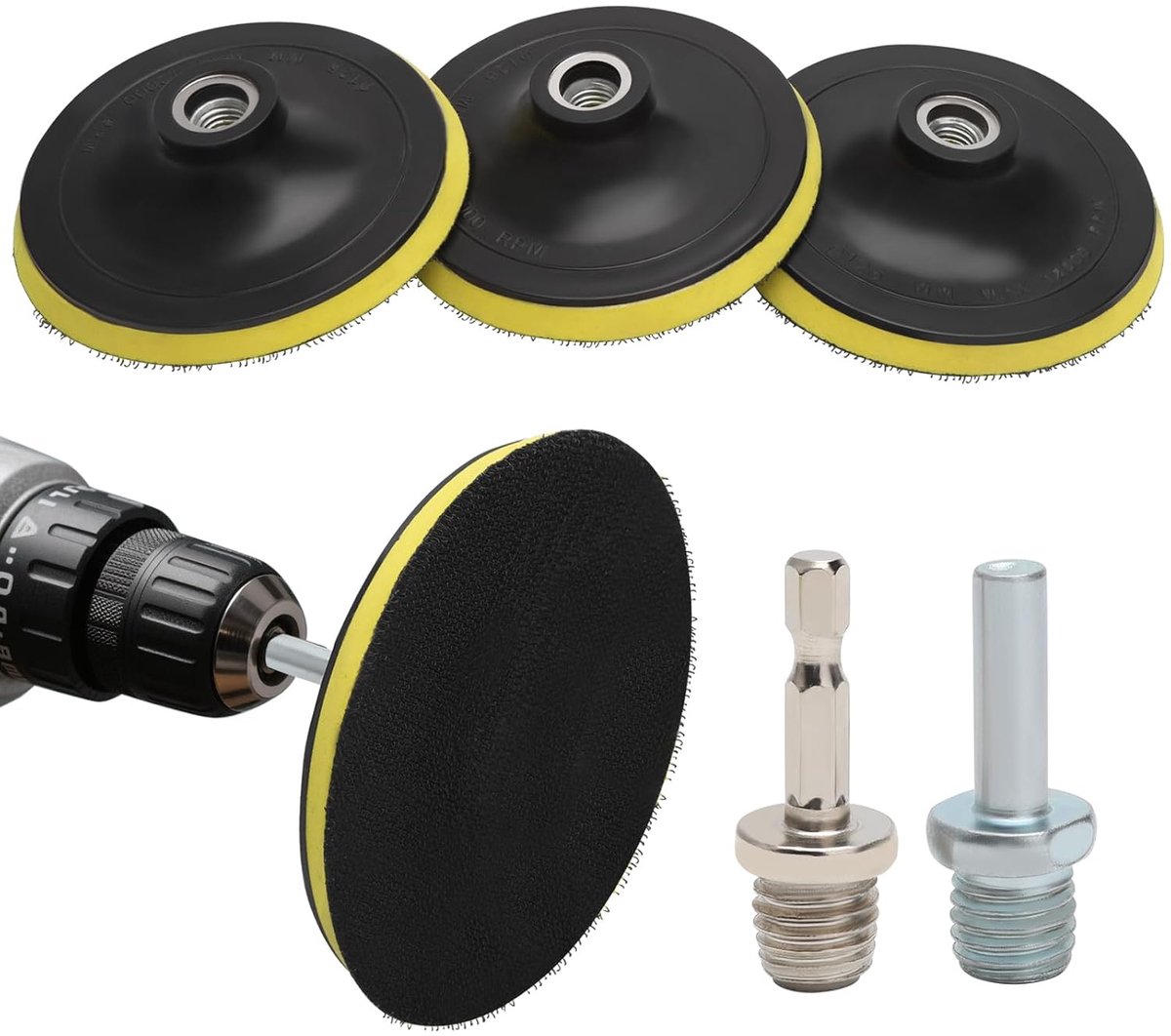 Schuurwiel 125 mm - Set van 3 met M14 en 8 mm adapter - Universele accessoires voor slijpmachine - ShopVlot