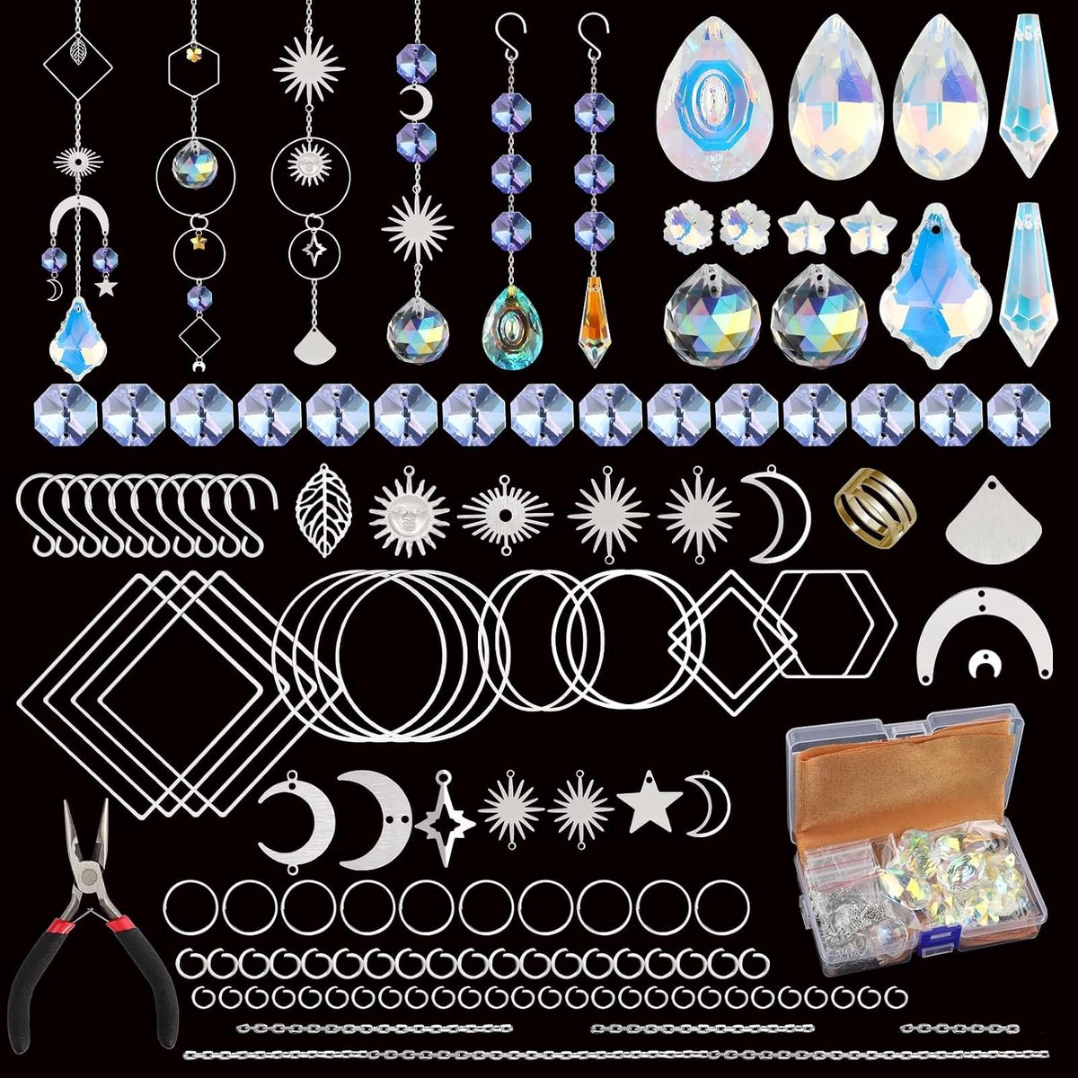 Suncatcher set 200 stuks - kristallen hangers met haken - regenboog maker prisma - vrolijke decoratie voor ramen - ShopVlot