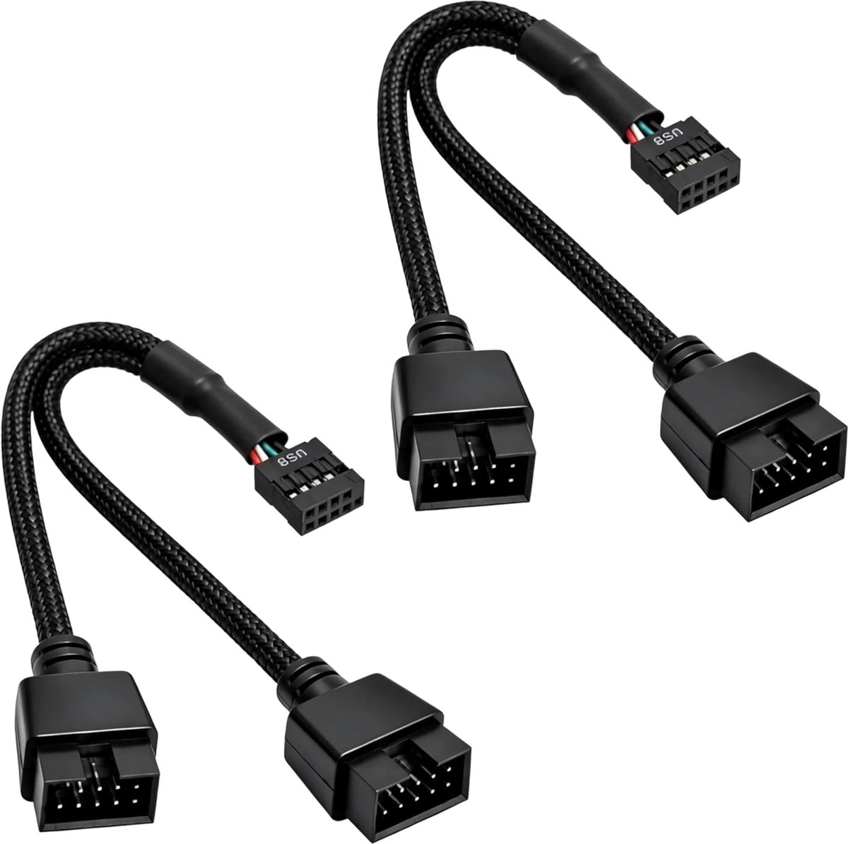 USB 2.0 splitterkabel 9-polig - dubbele vrouwelijke verlengkabel - gevlochten nylon mantel - ShopVlot