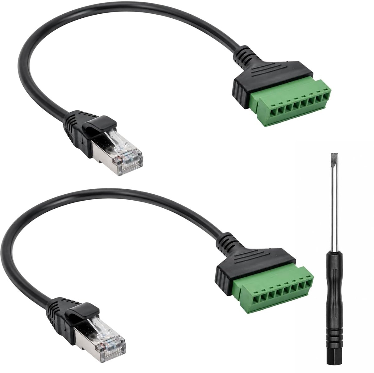 RJ45-stekker naar 8-polige schroefverbinding - 30 cm - voor Cat7/6/5 ethernet - ideale netwerksignaalverlenging - ShopVlot