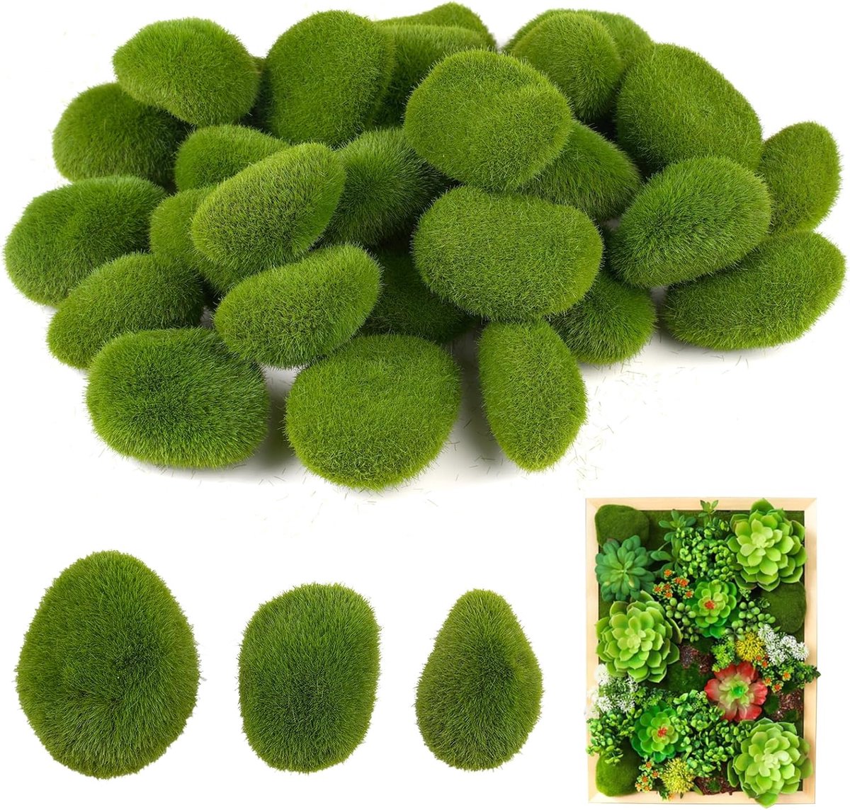Mosballen set 30 stuks - Kunststof en schuim - Realistisch en lichtgewicht - Perfect voor bloemstukken - ShopVlot