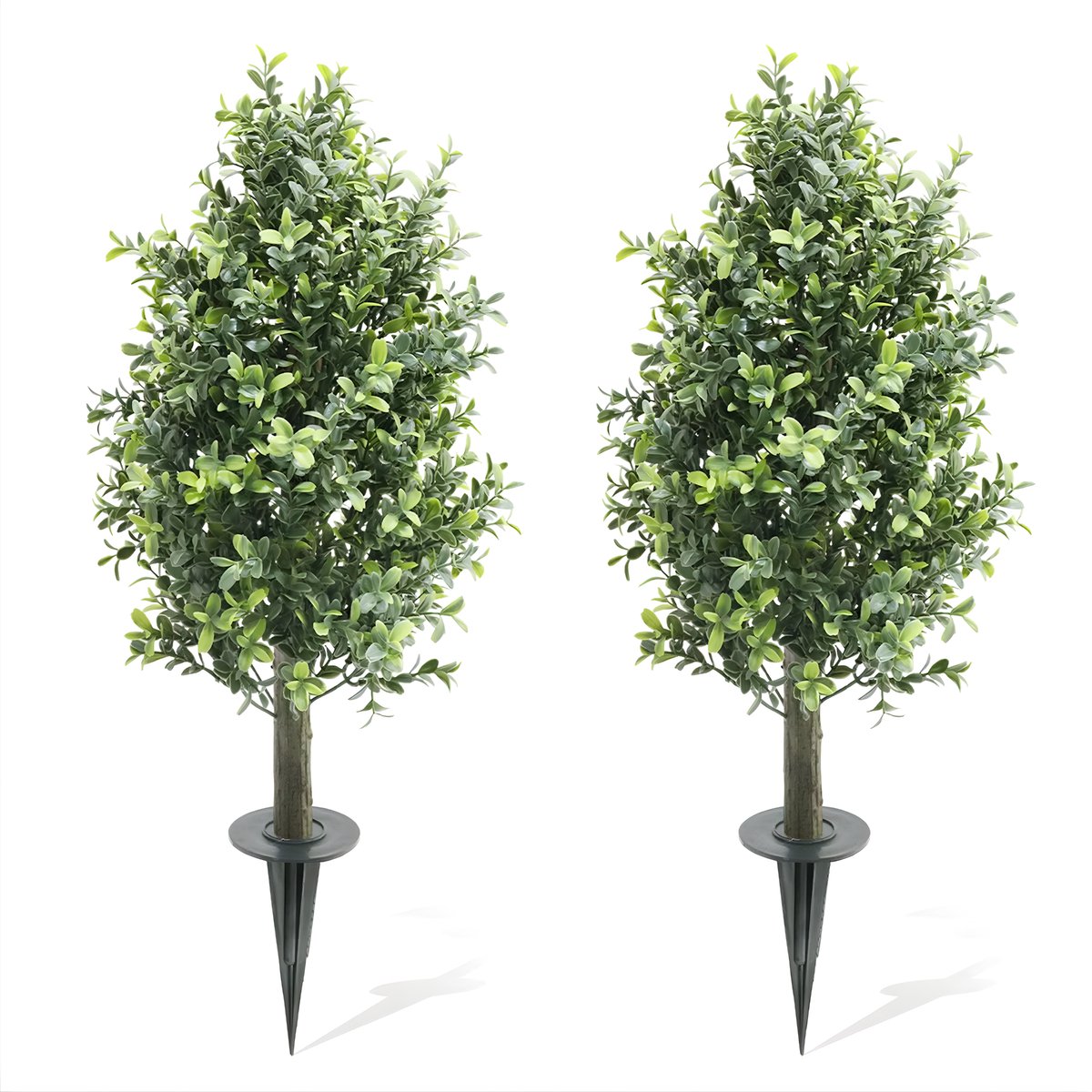 Kunstmatige Buxus Topiary Struiken Set 2 Stuks 70 cm - Kunstplant - Met Grondspike - Voor Tuin & Veranda - Groen