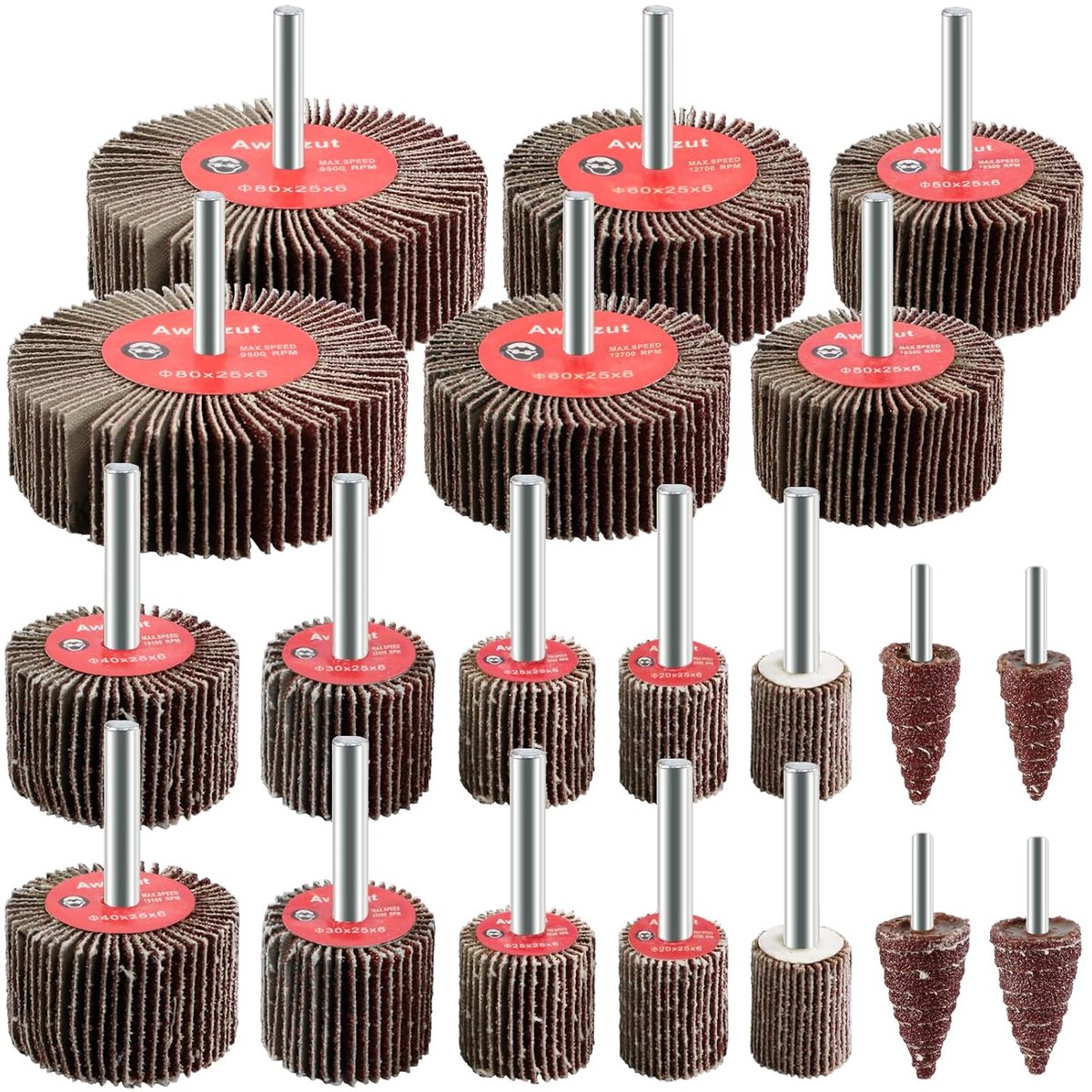 Slijpset voor latten 80 grit - 10 soorten schuuraccessoires - voor eenvoudige verwijdering van bramen - 20 stuks - SnelShoppen