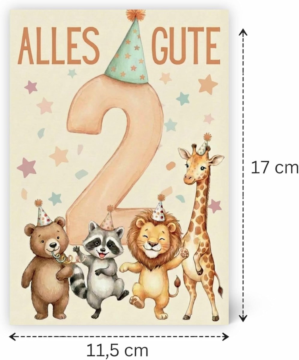 Verjaardagskaart 2e verjaardag - met envelop - speciaal voor jongens en meisjes - mooie herinnering voor later - SnelShoppen