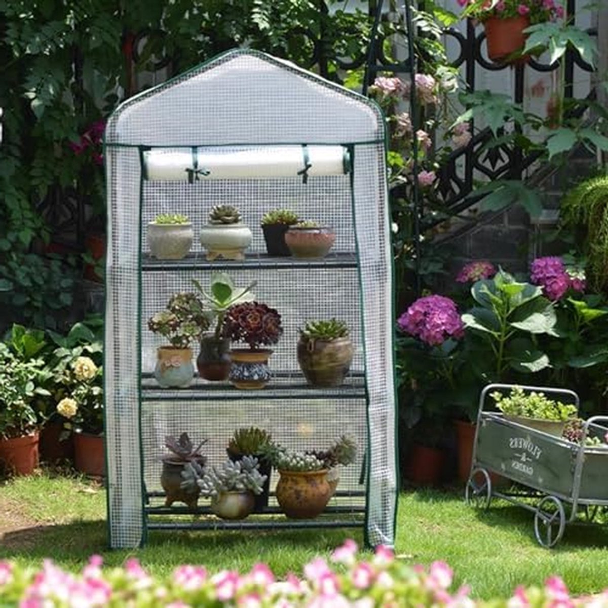Kleine Broeikas - Mini Kas Tuin - Planten Beschermen - Duurzame PE Hoes - 69x49x125cm - Groen