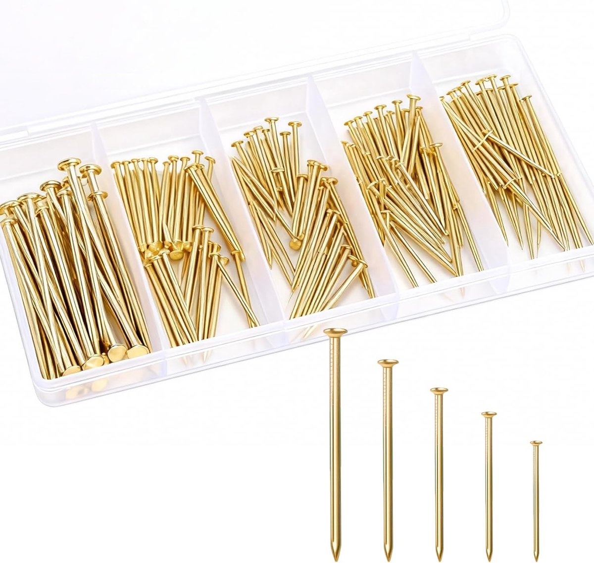 Houten spijkers 140 stuks - Diverse maten - IJzer - Perfect voor wanddecoratie - SnelShoppen