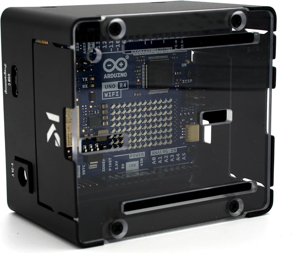 SnelShoppen - KKSB Project Case voor Arduino UNO R4 met Transparante Bescherming, Ruimte voor Ethernet Hat, Duurzaam Aluminium en Staal, Ideaal voor O
