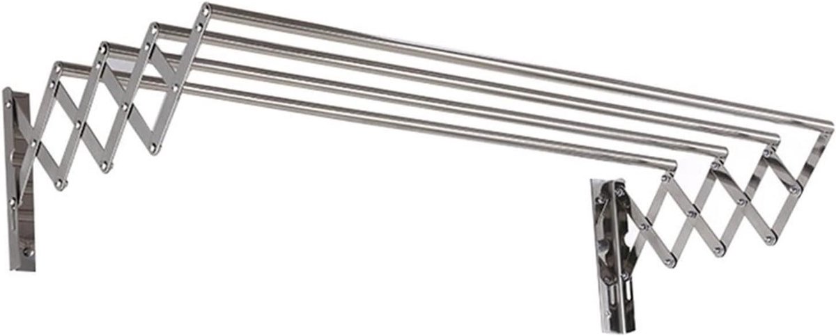 Kledingrek Wandmontage - Wasdroger Uitschuifbaar - Kleding Drogen - Roestvrij Staal - 50-120 cm - Zilver
