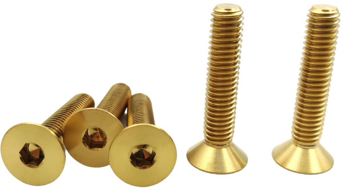 Titanium Bolts M6 x 1 x 25mm - GR5 Titanium - Countersunk Head - Ideaal voor Fietsen - ShopVlot