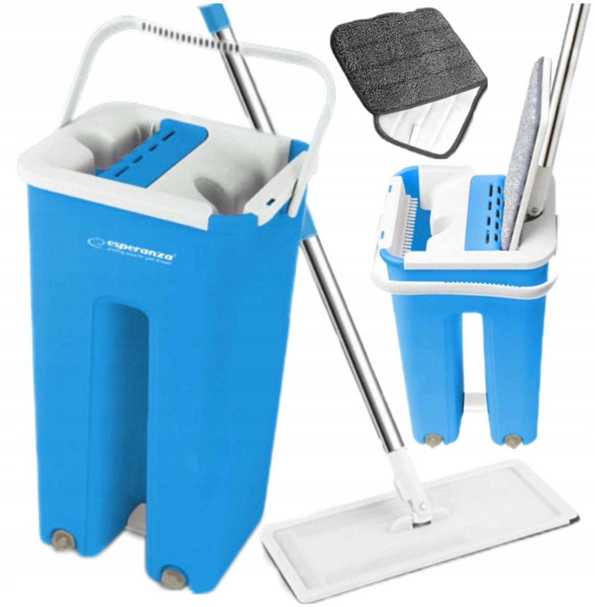 Vlakmopset met wringer en emmer - 3-in-1 microvezel