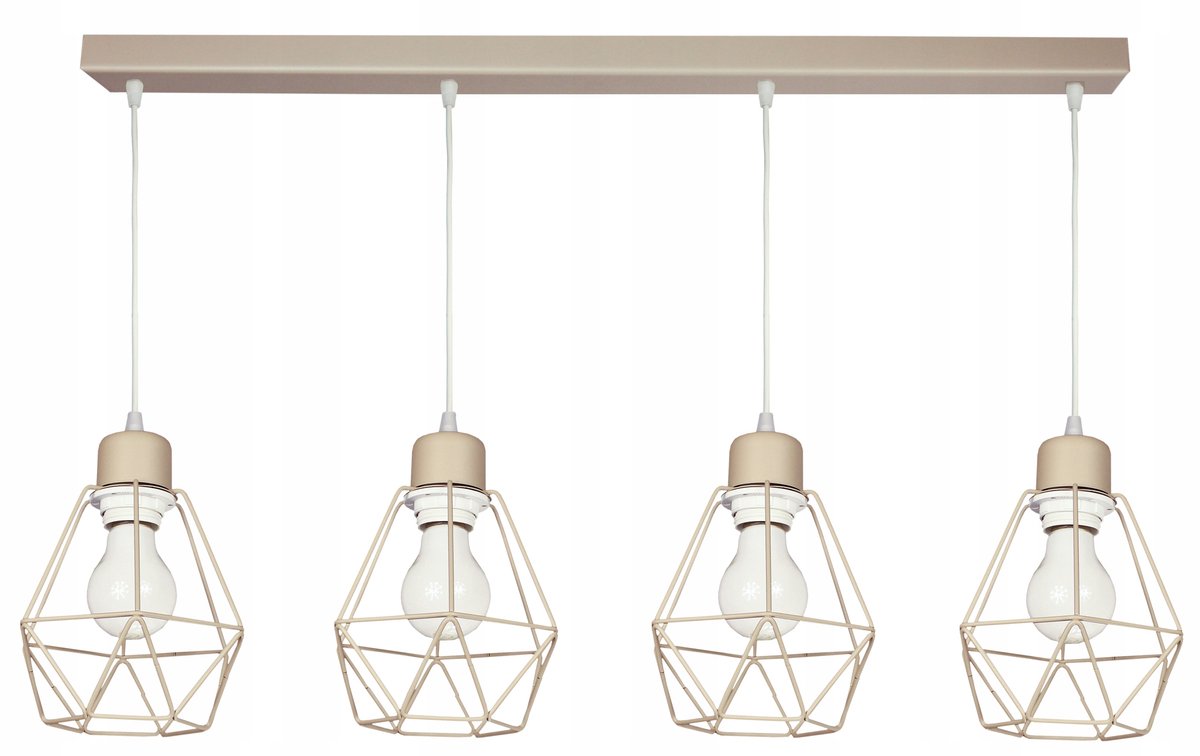 Merkloze Hanglamp DIAMOND Loft Stijl - Beż & Goud - 4 lichtpunten