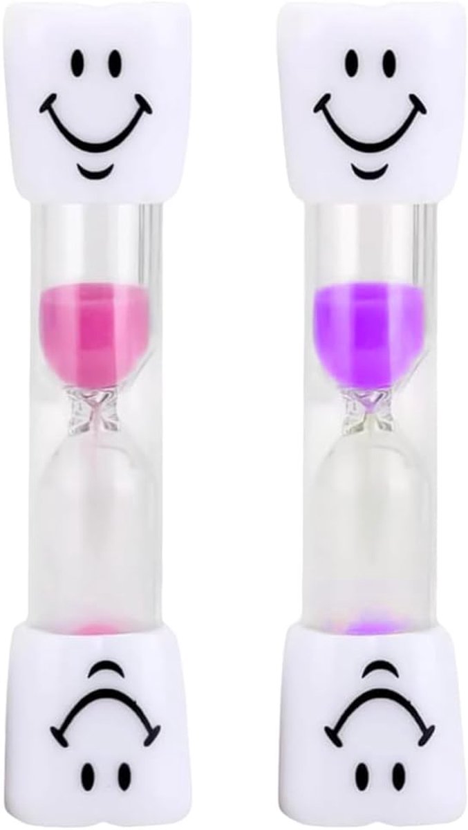 Zandloper 3 minuten - geborsteld - roze en paars - ideaal voor kinderen - ShopVlot