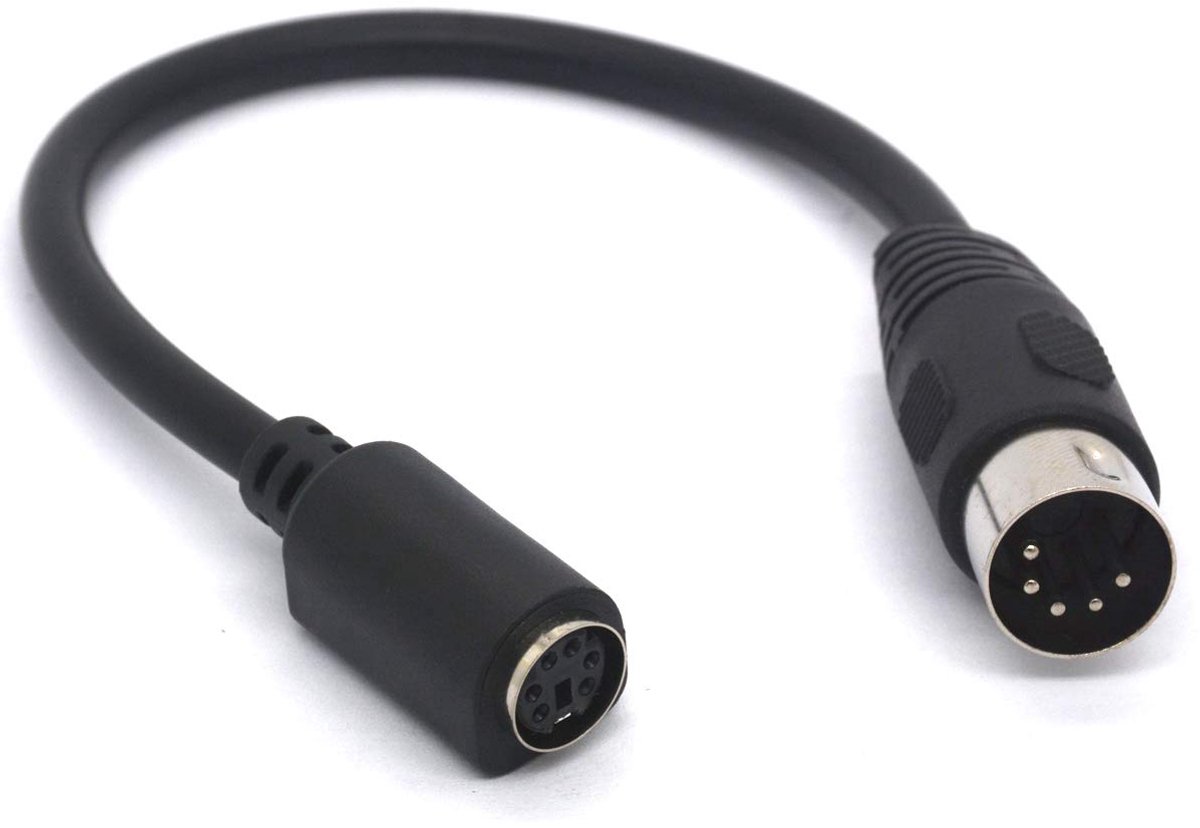 5 Pin DIN naar PS/2 Kabeladapter - 5-pins MIDI Male naar 6-pins Mini Din Female - Converteert oude toetsenborden - ShopVlot