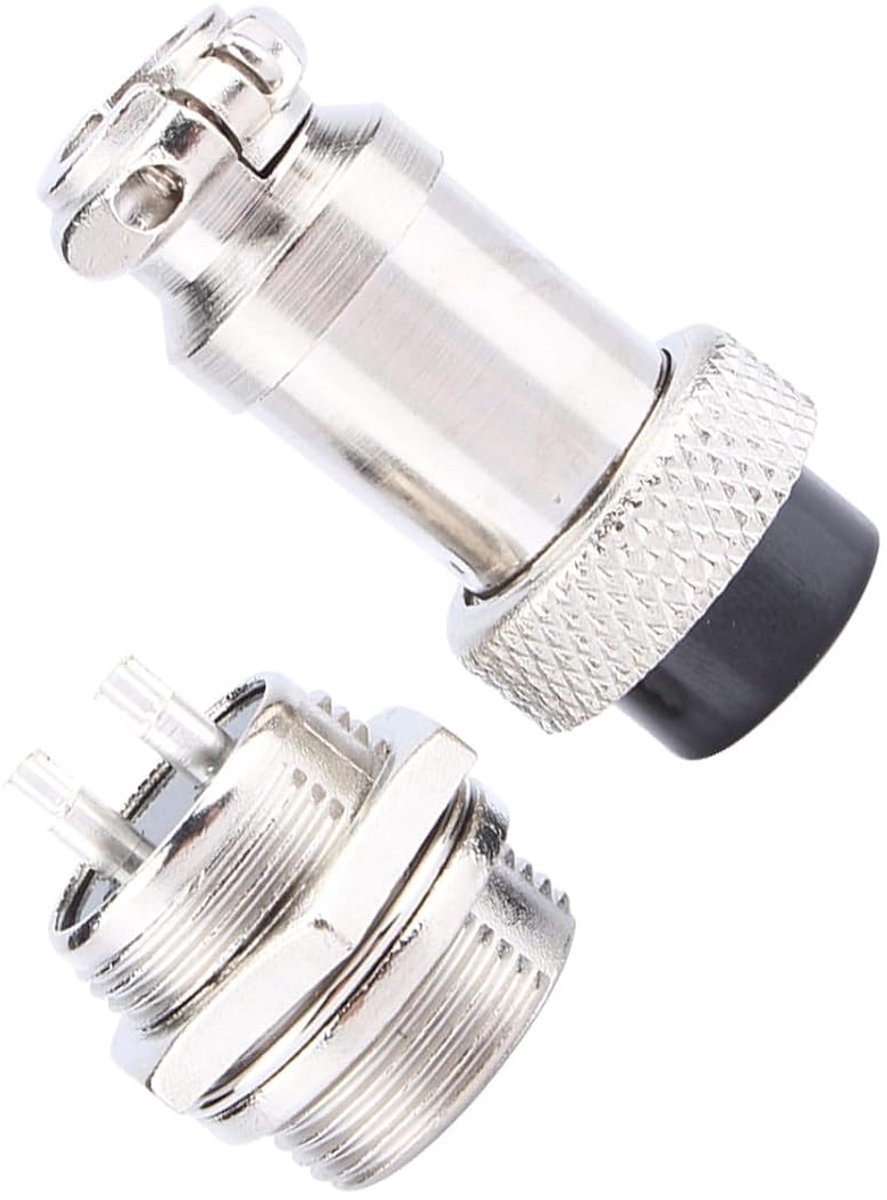 Stekker voor vliegtuigstekker met schroefdraad GX16 2-polig - chroomplated pinnen - ideaal voor luchtvaarttoepassingen - ShopVlot