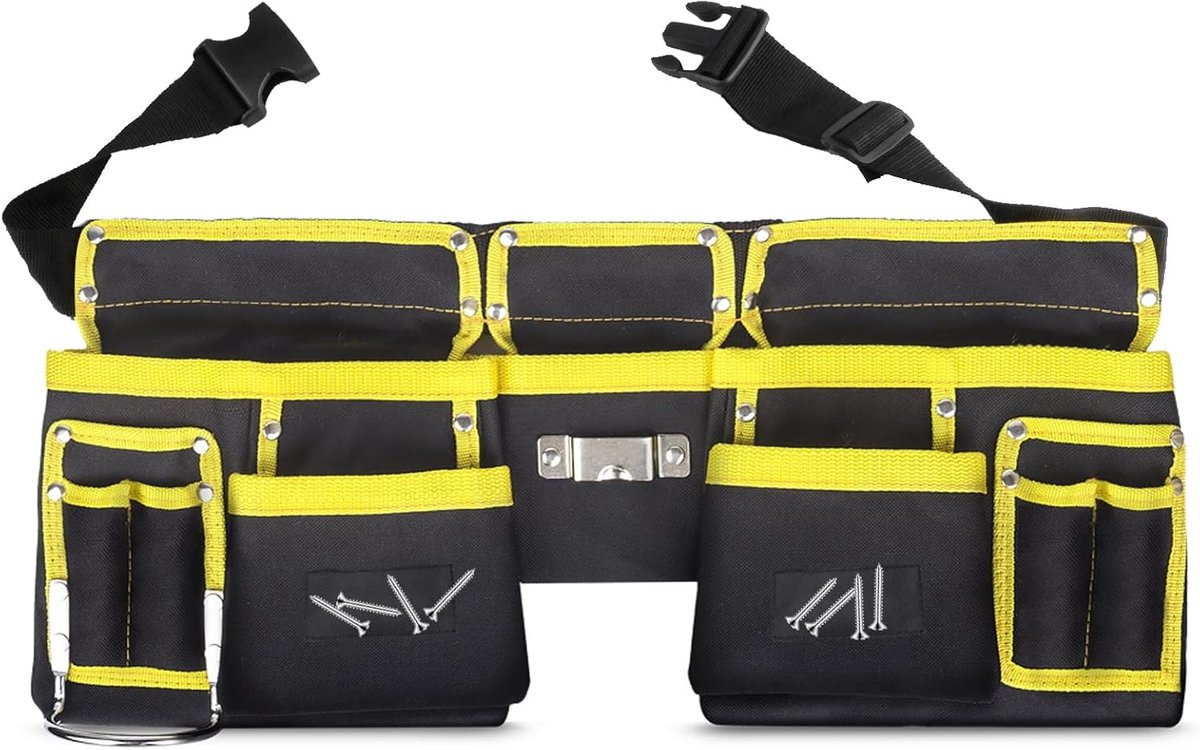 Tool Belt met 11 Vakken - Stevige Oxford Tooltas - Verstelbare Nylon Band - Ideaal voor Elektriciens - ShopVlot
