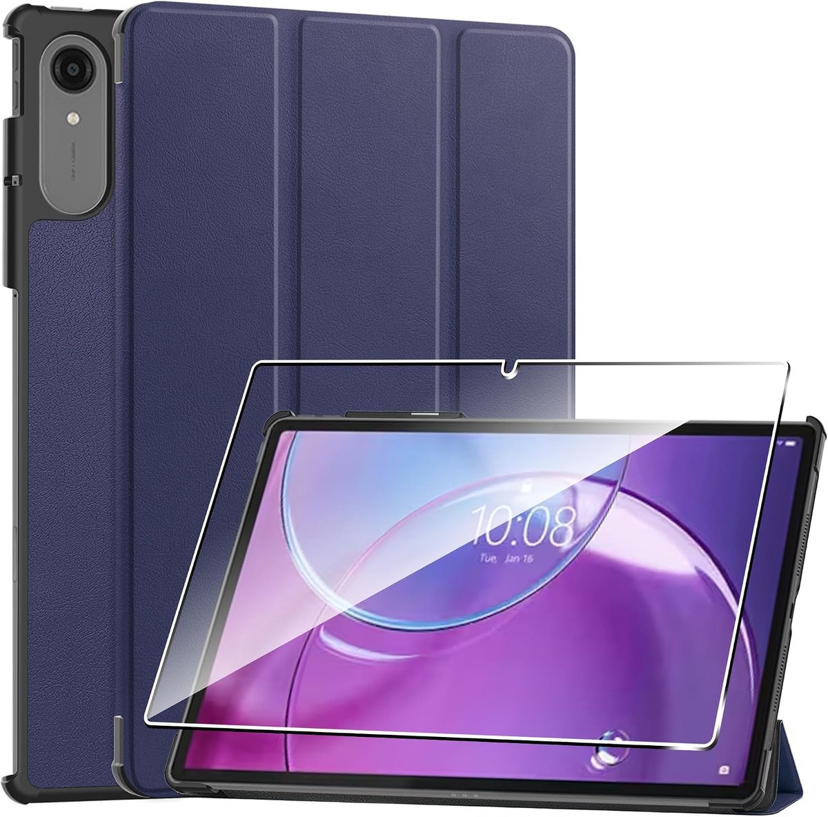 Leren hoes voor Lenovo Idea Tab Pro Gen 2 2025 - gehard glas - auto wach/sleep - anti-kras bescherming - ShopVlot