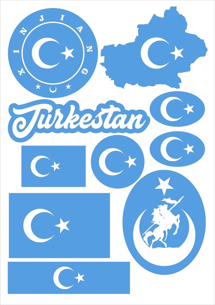 Oost Turkistan stickers 10 stuks - vinyl - waterdicht - perfect voor auto en motorfiets - ShopVlot