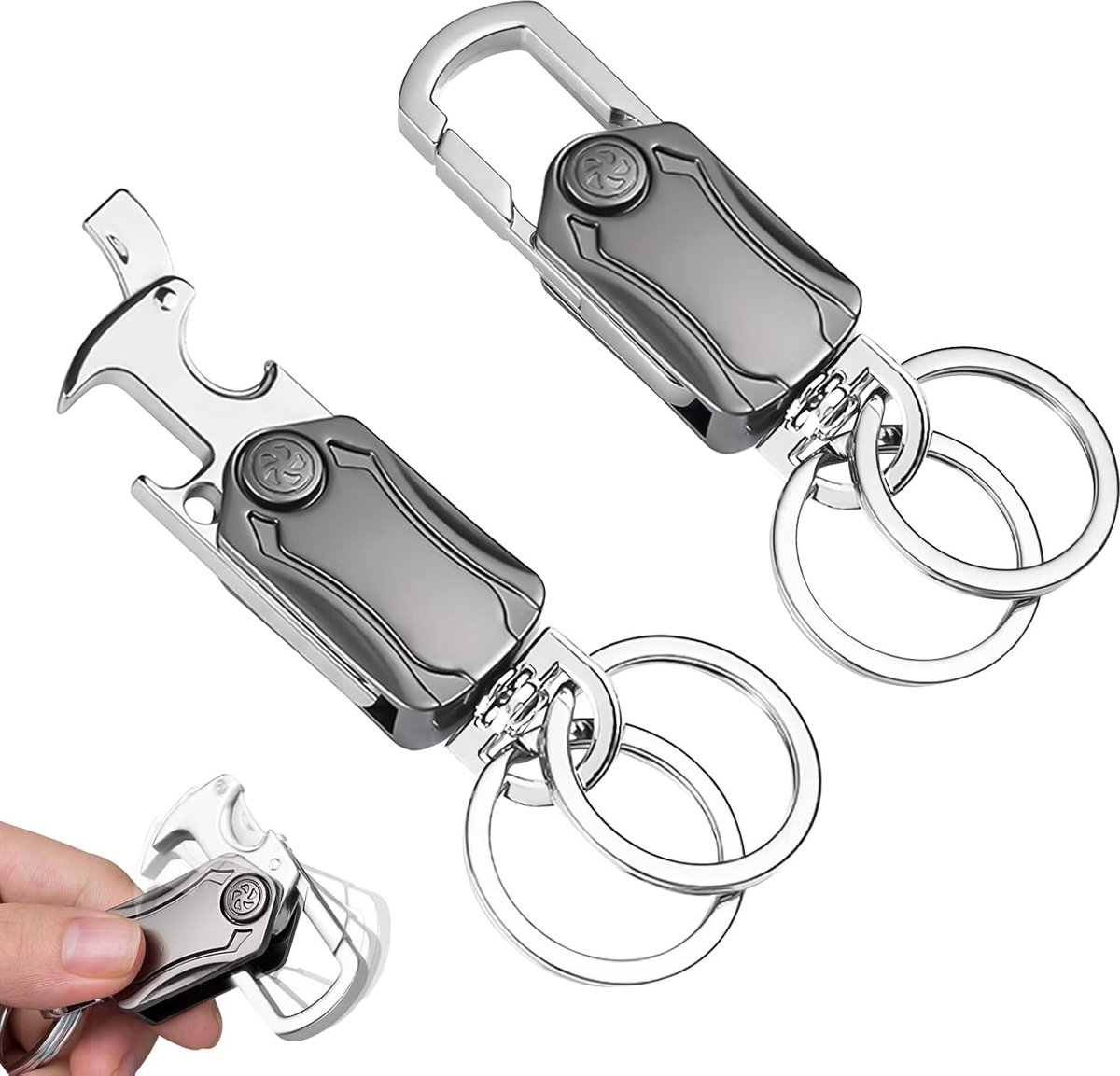 Carabiner sleutelhangers 2 stuks - multifunctioneel met draaimechanisme - mix kleuren - ShopVlot