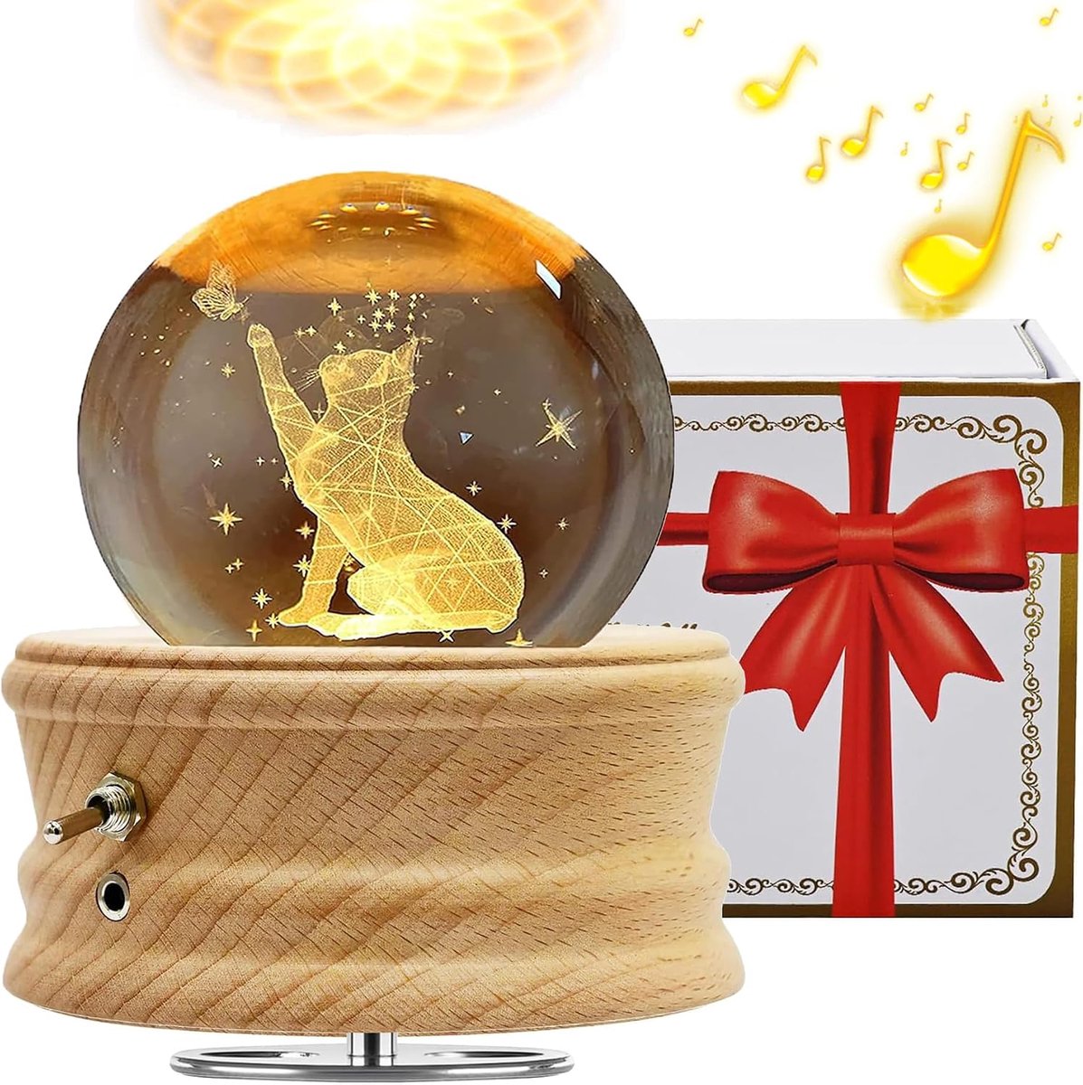 Muziekdoos voor volwassenen - 3D kristallen bal - 360° roterend met lichtprojectie - Creatief decoratiecadeau - ShopVlot