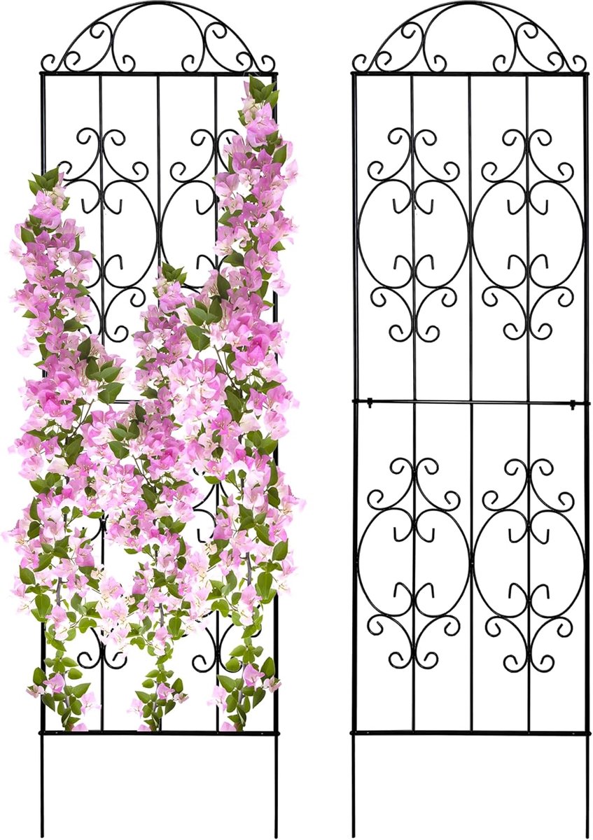 Trellis 203cm H - zwart metaal - 2 stuks - ideaal voor klimplanten - ShopVlot