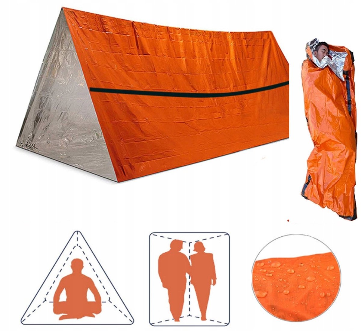 Nood Slaapzak & Tent - Thermisch, Waterdicht, Compact