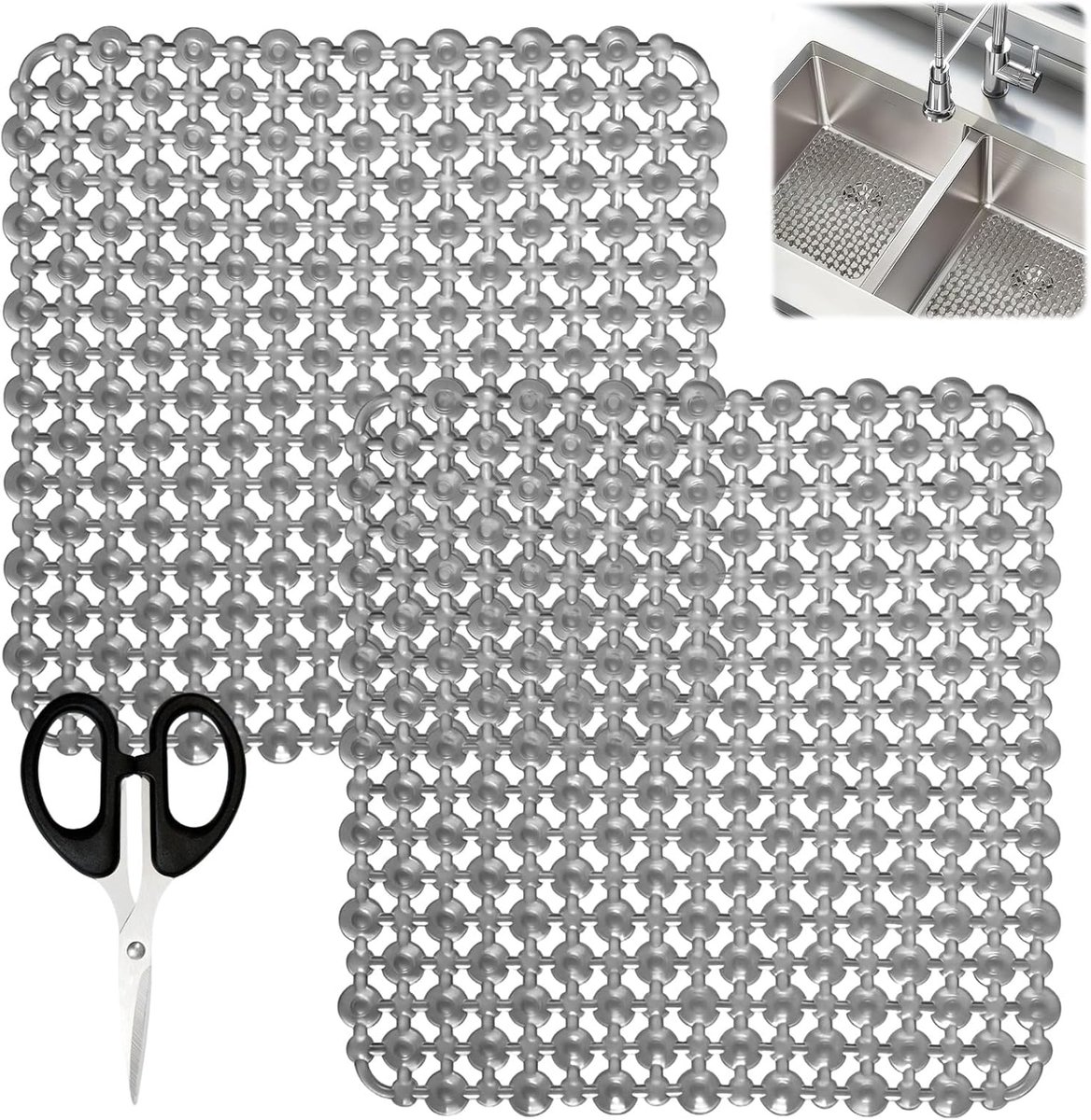 Spoelbakmat 28 x 28 cm - pvc - antislip - beschermt gootsteen tegen krassen - ShopVlot