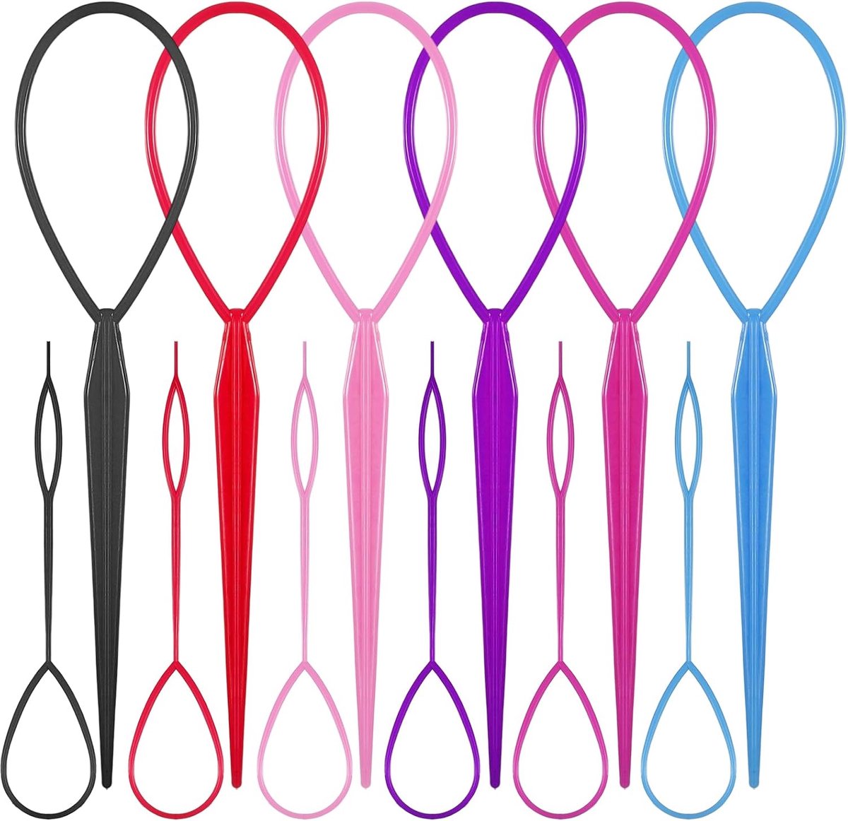 Haargereedschapset 12 stuks - Haarlus styling tools - 6 kleuren - Perfect voor vlechten en paardenstaarten - ShopVlot