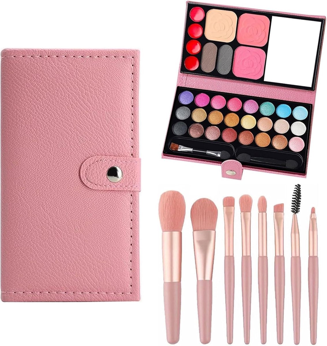 Makeup set voor meisjes - 33 kleuren - inclusief 8 wasbare kwasten - veilig en niet-toxisch voor kinderen - ShopVlot