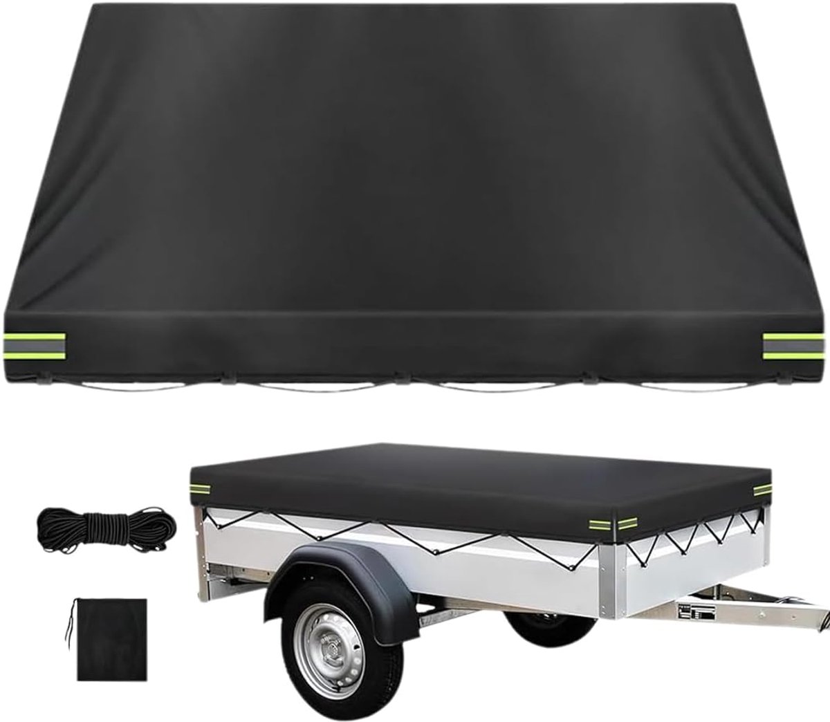 Trailerzeil 214 x 122 x 13 cm - Versterkt Oxford materiaal - Waterdicht en winddicht - Beschermt uw lading - ShopVlot