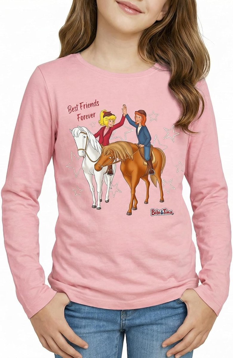 Langsleeve Shirt voor Kinderen 104 - Roze - Bibi en Tina - Comfortabel voor elke dag - ShopVlot